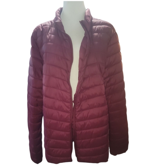 LAURA SCOTT plus size Plum burgundy quilted Puffer Jacket coat 2x - Picture 2 of 11